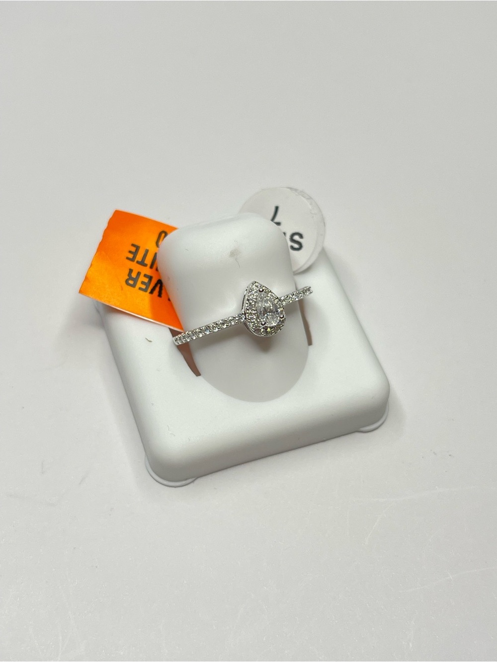 Pear-Shaped Halo Moissanite Ring in 925 Sterling Silver